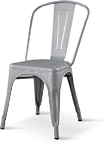 Kosmi - Chaise Grise en métal Style Industriel Factory en métal Coloris Gris