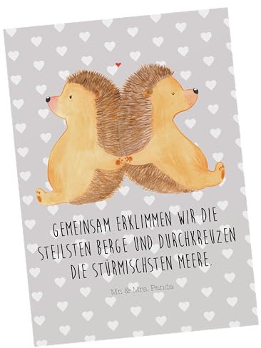 Mr. & Mrs. Panda Postkarte Igel händchenhaltend - Geschenk, Liebe, glücklich, Jahrestag, Lieblingsmensch, Ansichtskarten, Hand in Hand, große Liebe,
