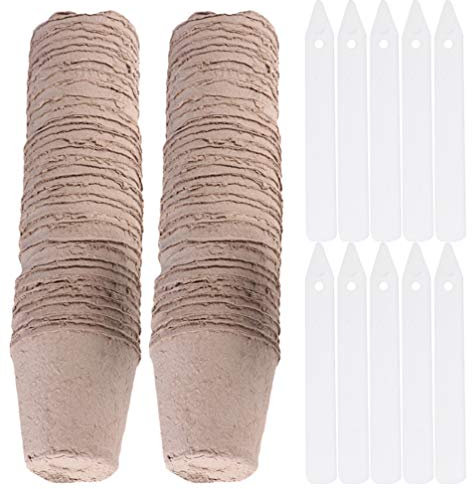 TOYANDONA 100pièces Kit De Pots De Pépinière Pulpe Biodégradables pour Culture De Plantes avec Étiquettes