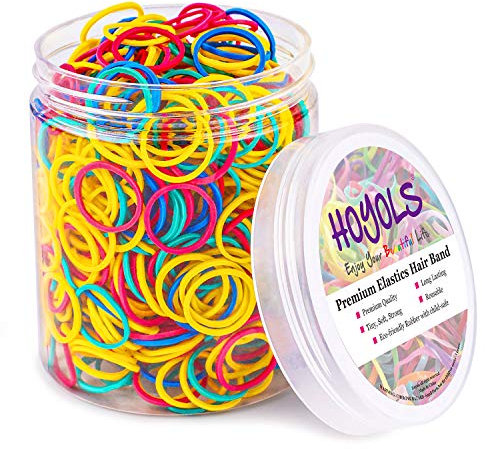 Hoyols Kleine Gummibänder für Haargummis, Mehrfarbig, Regenbogenfarben, Wiederverwendbar, für Zöpfe, Flechten, Bunt, für Babys, Mädchen, Kleinkinder, Bürobedarf, 1000 Stück