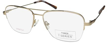 Timex Brillengestell/Brille, 15:24 Uhr, italienischer Mafia-Boss-Stil, halbrandlos, gold, 54/16/140