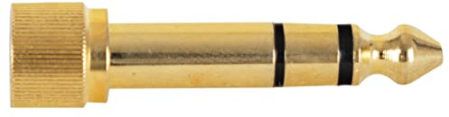 Pronomic AD-JF3.5JS6.3 Adapter - Stereo-Miniklinke Buchse auf 6,3mm Stereo-Klinke Stecker - Vergoldete Oberfläche - Gewinde (Ø 7,5 mm) passend für z.B. Shure-Kopfhörer - Robuste Verarbeitung