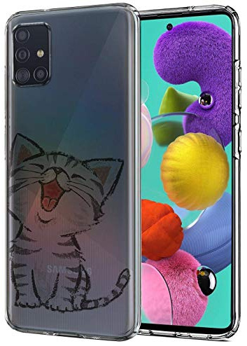 Verco Handyhülle für Samsung A51 Case, Premium Muster Handy Cover für Samsung Galaxy A51 Hülle weiches Flexibles TPU Case, Katze Motiv