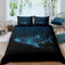 Homewish Hai Tröster Bezug Set, Unterwasser Word Bettbezug Ocean Life Bettbezug Für Kinder Jungen Mädchen Schlafzimmer, Dekorative 2 Stück Bettwäsche Set Mit 1 Kissenbezug, 135x200, Schwarz Blau