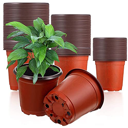GGOUPTY Nursery Pots 100 PCS 3.5 Inch Plastic Plant Pot Seeding Starting Container for Garden Flower Fruit Vegetable Growing