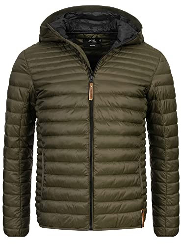 Indicode Herren Bowers Steppjacke in Daunenjacken-Optik | Winterjacke Übergangsjacke XL, Army