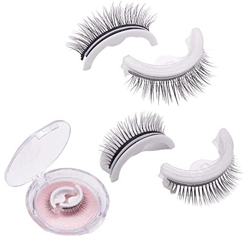 Wiederverwendbare selbstklebende Wimpern ohne Kleber - Natürliche selbstklebende künstliche Wimpern magnetische Wimpern, kein Liner oder Kleber erforderlich (2 Paar selbstklebende Wimpern)