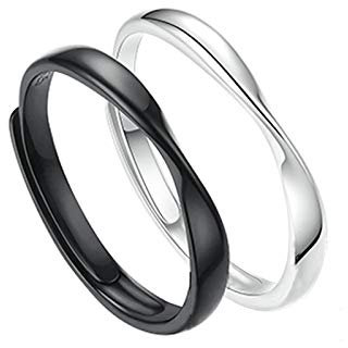 Beydodo Ehering 925 Silber Damen Herren, Ringe Verstellbar Paar Schmal Möbius Ringe ohne Stein Trauringe Nickelfrei Partnerringe für Sie und Ihn