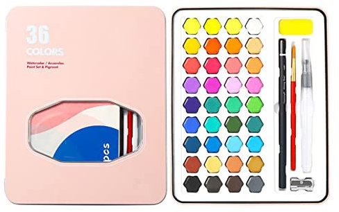 XLKJ Kit Peinture Aquarelle Debutant, Set de Peinture Aquarelle, Boîte d’Aquarelle avec 36 Couleurs Parfait pour Les Débutants