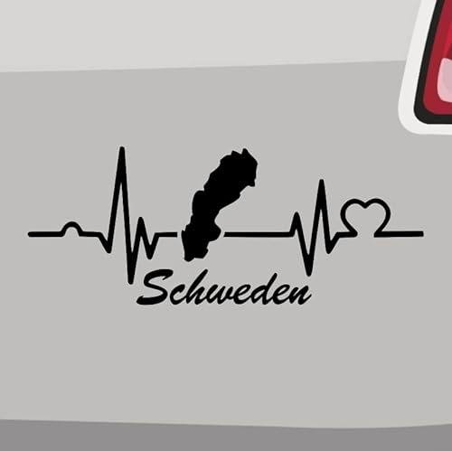Herzschlag Schweden Aufkleber 6 Größen 21 Farben Stockholm Elch Wikinger Ostsee