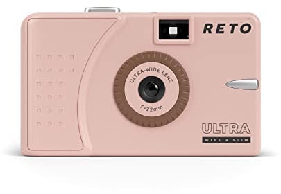 RETO Ultra Wide und Slim 35 mm Wiederverwendbare Tageslicht-Filmkamera – 22 mm Weitwinkelobjektiv, fokusfrei, leicht, einfach zu bedienen (Pastellrosa)
