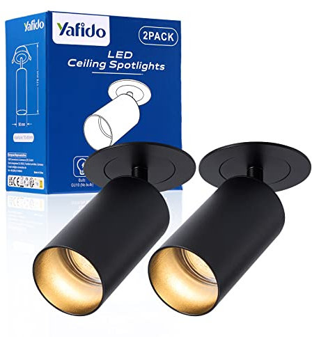 Yafido 2er Led Deckenstrahler Schwenkbar 360° Deckenstrahler 1 Flammig Schwarz GU10 LED Deckenlampe mit Strahler Deckenspot Spotlight Lampe für Wohnzimmer Nein GU10 Leuchtmittel