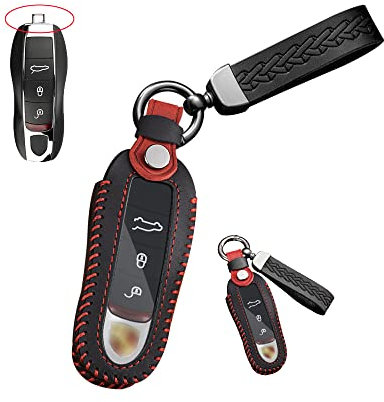 HIBEYO Étui de Protection Intelligent pour clé de Voiture Porsche Cayenne 92A Carrera 991 Boxster Panamera Spyder Porte-clés Boîte à clés B Noir