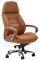 FineBuy Design Bürostuhl Bezug Echtleder Caramel Schreibtischstuhl bis 120 kg, XXL Design Chefsessel höhenverstellbar, Drehstuhl ergonomisch mit Armlehnen & hoher Rückenlehne, Wippfunktion