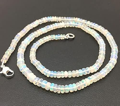 LKBEADS Natural Ethiopian Opal Plain Smooth Rondelle 4 to 5 mm 18/Fire Opal Beads/Welo Opal/Beaded Necklace