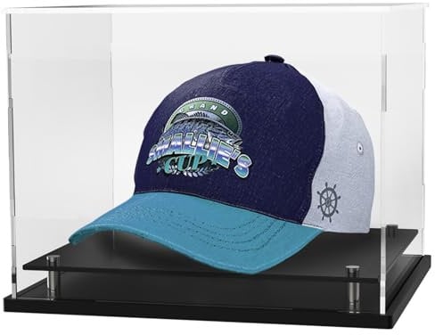 WANLIAN Transparente Hut-Vitrine für Baseball, Fußball oder Snapback-Kappen, Mini-Helm, Baseballkappen-Vitrine mit Metallfüßen