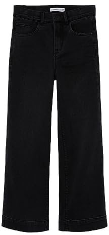 NAME IT Mädchen Nkfrose Hw Wide 1356-on Noos Jeanshose, Black Denim, 158 EU