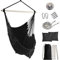 Mingfuxin Swing Chair, Portable Hammock Hanging Chairs with 2 Cushions Detachable Metal Support Bar Side Pocket for Indoor Outdoor, Hammock Chair for Patio Bedrooms Teen Girls Room (Black)