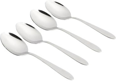 WARESHARK Spoons Pack of 4 Stainless Steel Dinner Spoon Set Soup Table Spoon for Home Kitchen Restaurants, Dessert Spoon Silverware Spoons Mirror Polishing 19cm