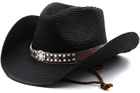 Luxylei Sombrero De Vaquero Occidental De Papel Natural, Sombrero De Ancha para Mujeres Y Hombres, Sombreros De Paja De Playa De Verano, Gorras De De Jazz De Vaquera De Panamá