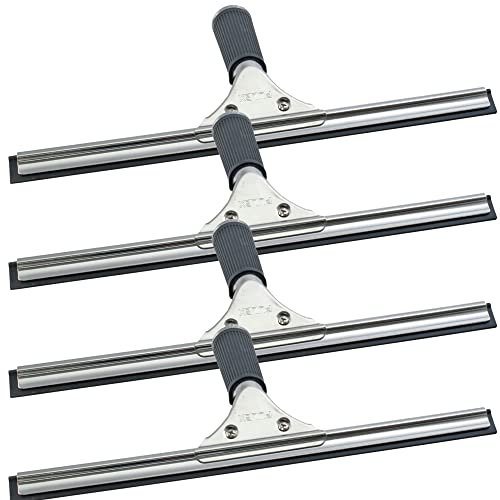 Novaliv 4X Fensterabzieher Profi 35 cm Fensterreiniger Edelstahl mit auswechselbaren Gummilippe Fensterlippe Fensterreinigung Abzieher Fenster Fensterputzer Fensterwischer Duschabzieher