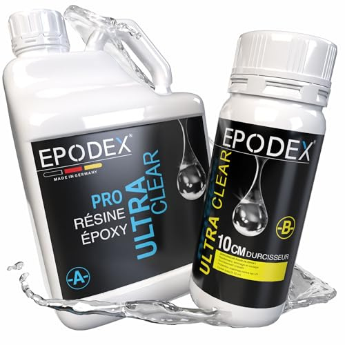 EPODEX Epoxidharz Set PRO MAX, bis 10cm, CLEAR - Transparent, 7,5kg | Kristallklares Epoxy Resin Set, Harz Gießen Set River-Tische, Lampen, Projekte mit hohen Form- und Gussteilen