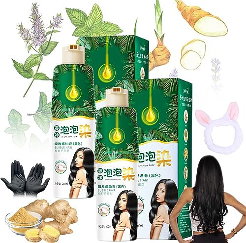 Qianzilan Plant Care Type Bubble Hair-Pure Plant Extract for Grey Hair Color Dye, Plant Essence Bubble Hair Dye, Hair Dye Shampoo 3 In 1 for Women, Plant Essence Bubble Hair Dye (2 Pcs, Brown)