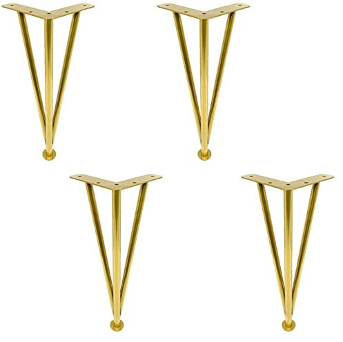 Tischbeine aus Metall mit 3 Stangen, 4er-Set, Gold, Möbelbeine aus Edelstahl, für Couchtische, moderne Schreibtische und Nachttische, Tragkraft 800 kg, leicht zu reinigen und zu pflegen/Gold/15 cm