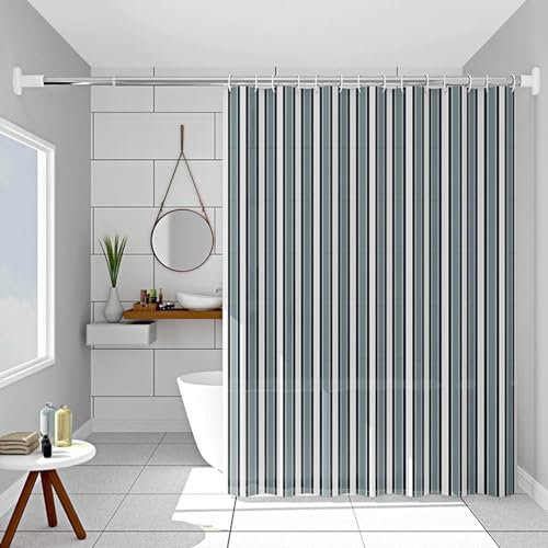 Homxi Duschvorhang Ösenringe,80 W x 180 H cm,Badvorhänge Grau Weiß Streifen Duschvorhang PEVA Duschvorhangringe
