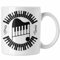 Trendation - Piano-Spieler Tasse Geschenk Klavier Kaffee-Becher Geschenkidee Flügel Musiker Klavier Klavier-Spieler (Weiß)