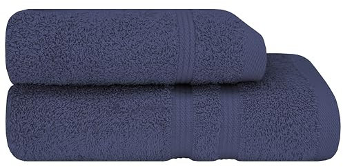 Bassetti Trendy, Set due pezzi Spugna Bagno 1 ospite 38x55 + 1 Asciugamano 58x105 Asciugamani 100% di Puro Cotone Contemporary Indigo
