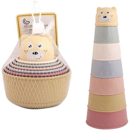 Fadcaer 7 Pcs Stacking Cups,Baby Stacking Cups Baby Toy Early Educational Stacking Toys,Nesting Cups Stackers Stack up Cup Montessori Toys for 1+ Kids Boy Girl Bath Beach Family Games