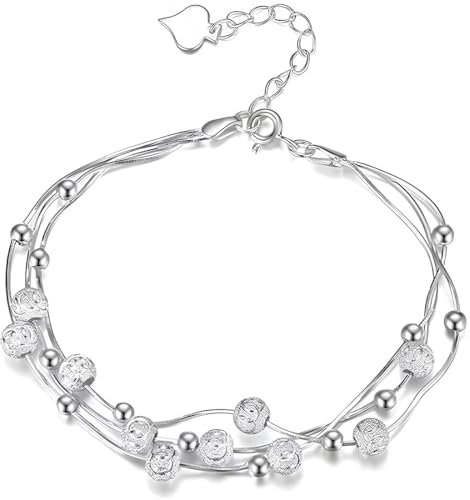 YUUSIKCO Armband Damen - Damen Silber 925, Das Geschenke für Frauen, Charms Personalisierter Schmuck, Einstellbar ArmbäNder Damen, WunderschöN Geschenk Freundin, SchöN Armband MäDchen