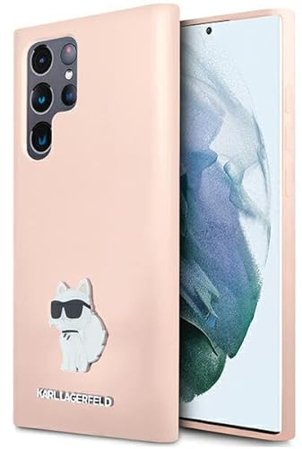 CG MOBILE Karl Lagerfeld KLHCS23LSMHCNPP Hülle für S23 Ultra S918 Rosa Silicone Choupette Metal Pin