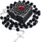 ONRAGT Rosenkranz Kette, Männern Damen Rosario Rosenkranz Kommunion Mädchen Junge Rosary Necklace Eingepackt in Im Metallbox, Geschenk für Angehörigen, Älteste, Liebste (Schwarze mit Box)