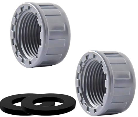 Ctyjia 2 Pièces PVC Capuchon de Fermeture, 25mm Tuyau Capuchon, Bouchon Fileté, Bouchon en PVC pour Tuyau D'eau, avec Rondelle