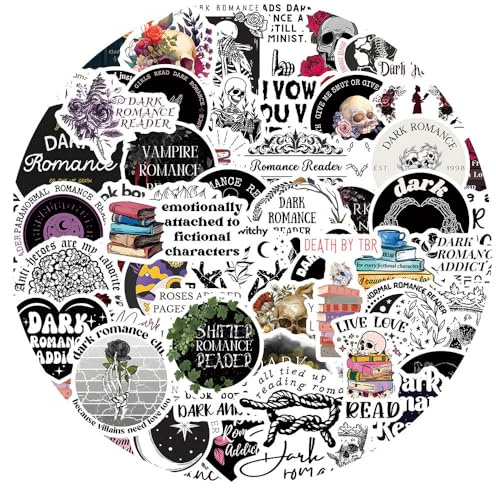 50 Dark Romance Readers Stickers - Cute Waterproof Vinyl Stickers for Water Bottle, Laptop, Scrapbook, Journaling