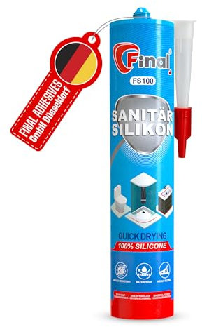FINAL Silicone sanitario, 1 x 280 ml, sigillante impermeabile di qualità professionale, per bagno, doccia e cucina, resistente alla muffa, antibatterico ed elastico (vendita wg. corto MHD – 30.10.2025