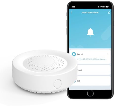 WiFi Smart Sirene Alarm: Home Security Alarm mit 100dB Sounder, App-Steuerung, Smart Alarm Sirene für Home Safety System & Smart Home Automatisierung, Drahtloser Einbruchalarm, Kompatibel mit Alexa