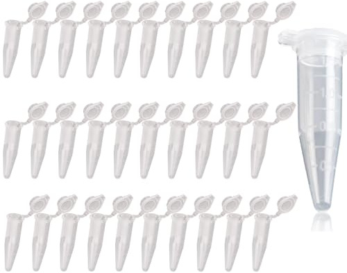 300 Stück Probenröhrchen 1,5ml, Reaktionsgefäße Stoffkapseln, Koks Röhrchen, leer zentrifugenröhrchen, Transparent Reaktionsgefäße Stoffkapseln
