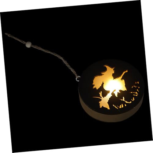 Hoement Kreativer Titel Kreative Holznachtlampe Hängende Halloween-dekoration Im Hexen-design Dimmbar Und Vielseitig Für Partys Und Zuhause