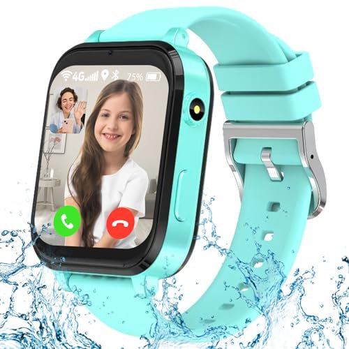 LITEYPP Smartwatch Kinder, 4G Kinder Smartwatch mit GPS und Telefon, Kinderuhren, WLAN, SOS, Wecker, Schulmodus, Wasserdicht, Geschenke für Jungen Mädchen, Armbanduhr Junge (Blau)