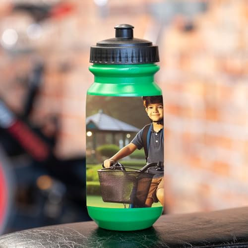 Wanapix | Personalisierte Fahrrad-Trinkflasche | Grün | Fahrradflasche mit Ihrem Foto oder Namen | Fassungsvermögen 620 ml | BPA-frei | 100% personalisiert