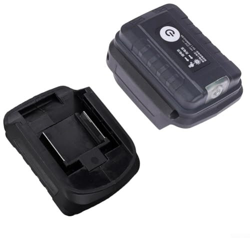 Adaptador de cargador USB de batería de litio de 18 V con linterna, protección contra sobrecarga y sobrecorriente, negro, con luz LED integrada a medida