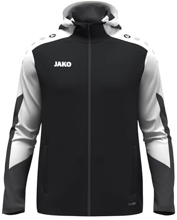 JAKO Unisex Kapuzenjacke Dynamic, schwarz/weiß/anthrazit, XXL