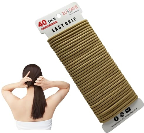 Zulfaye Blonde Hair Bands for Women, Hair Bobbles for Thick Hair, 4mm Snag Free Strong Hair Ties, No Damage Hair Band for Girls, Hairbands Women