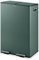 Tower T838023FOR Recycling Pedal Bin, Two 30L Compartments with Removable Inner Buckets, Carbon Steel Body, 60L, Forest Green