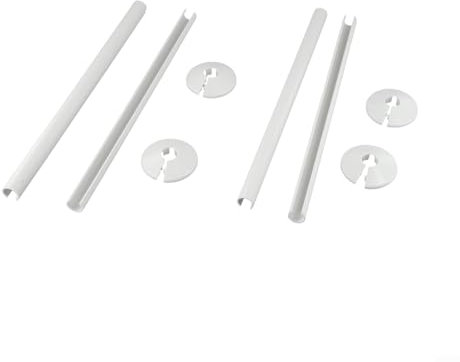 LVYXON Lot de 4 cache-tuyaux blancs de radiateur de 15 x 300 mm et 4 colliers de tuyau de 15 mm de diamètre, faciles à installer et à clipser pour chauffage, eau, gaz
