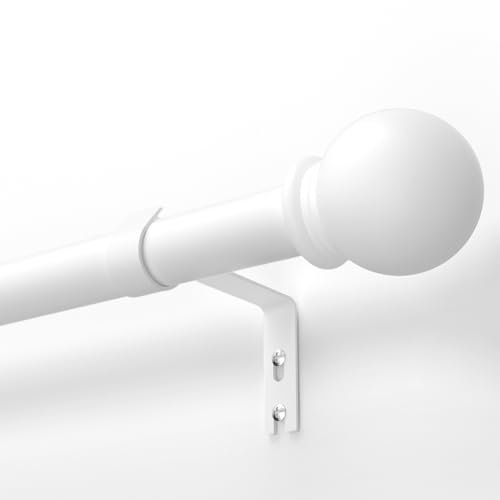 TRAROD Gardinenstange Weiß 81-314cm, Vorhangstange Ausziehbar 16 mm Durchmesser, Metall Gardinenstange mit Kugelkopf Enden für Schlafzimmer, Wohnzimmer und Küchen, Weiß Matt