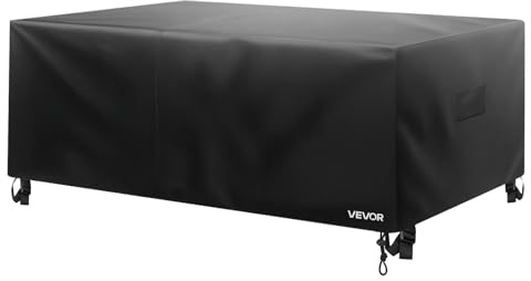 VEVOR Patio Furniture Cover, 420D Heavy Duty Waterproof Outdoor Dining Table and Chairs Cover, Large Rectangular Patio Table Covers with Air Vent for All Weather, 110L x 84W x 28H inch, Black